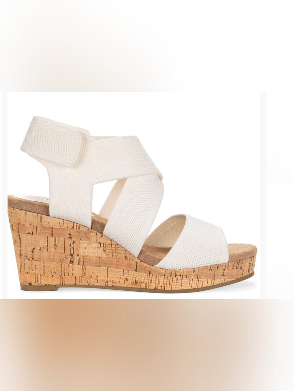 Style & Co. White Cork Wedge Sandal with Cross Straps